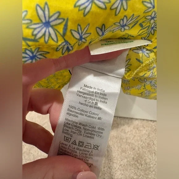 J. Crew Yellow Floral Smocked Ruffle Sleeve Top Size XS - Picture 3 of 5